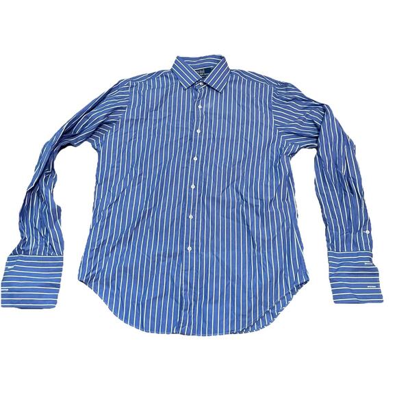 Polo by Ralph Lauren Other - Polo by Ralph Lauren Men's Blue-White Striped Philip Cufflink Dress Shirt 16-36